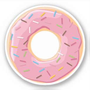 Sticker Célèbre beignet rose avec des pépites de bonbons