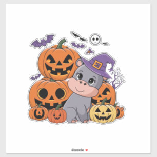 Sticker Célébrez un Halloween hippo avec Moo Deng ! Long S