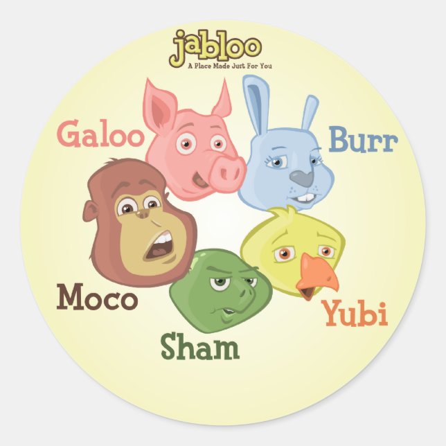 Sticker Cercle Jabloo sur Arrière - plan jaune (Devant)