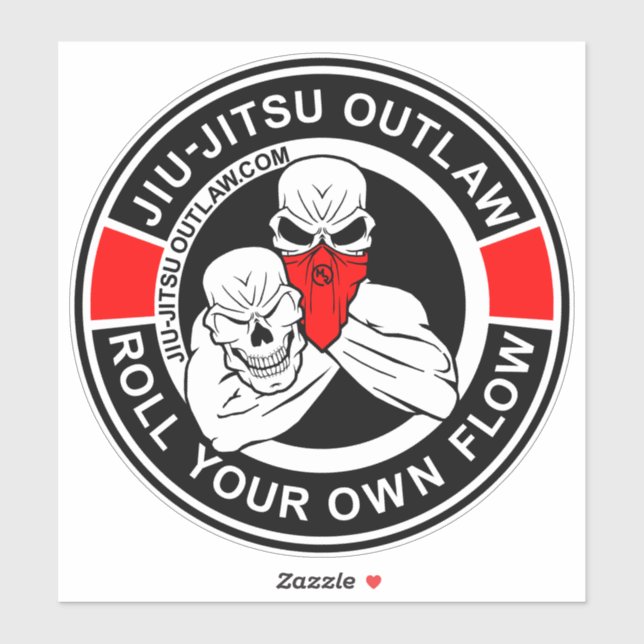 Sticker Cercle Jiu-Jitsu - BlackRed-2D (Feuille)