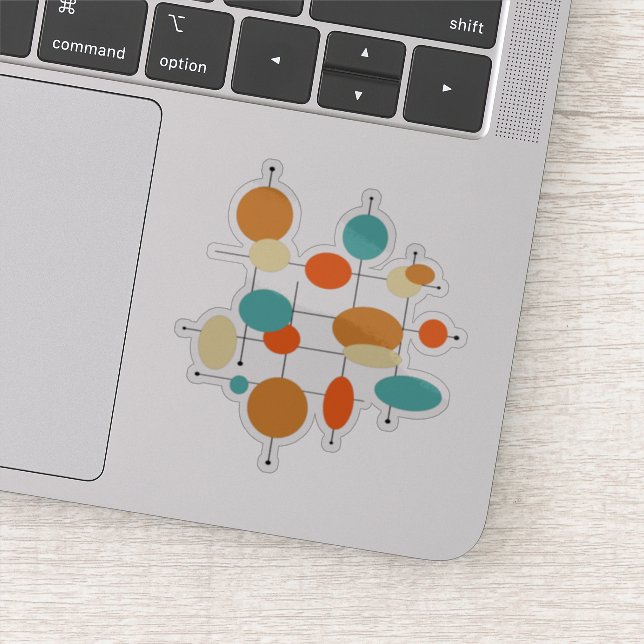 Sticker Cercles orange turquoise milieu du siècle moderne (Détail)