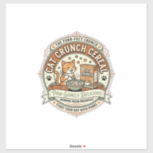 Sticker Céréal Cat Crunch Boîte de céréales pour petit-déj