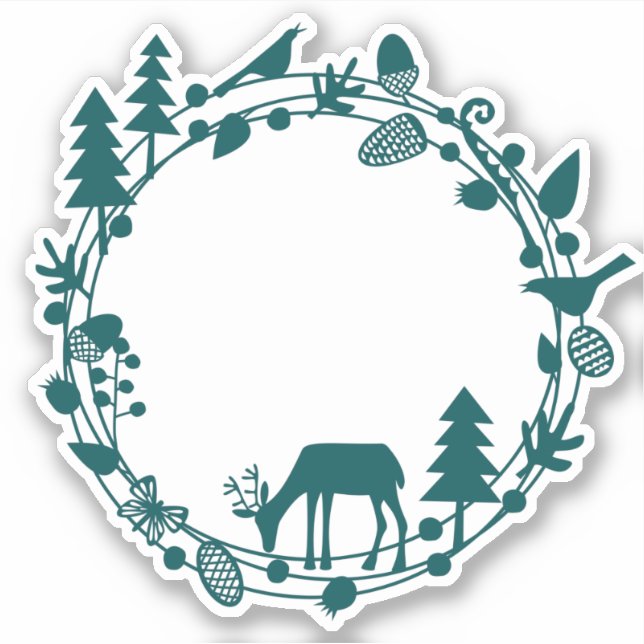 Sticker Cerf dans l'autocollant du cercle forestier (Devant)