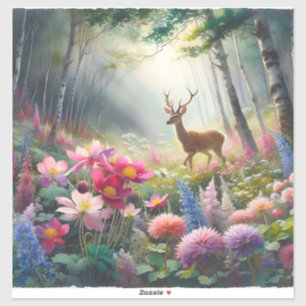 Sticker Cerf forestier naturel capturé de manière artistiq