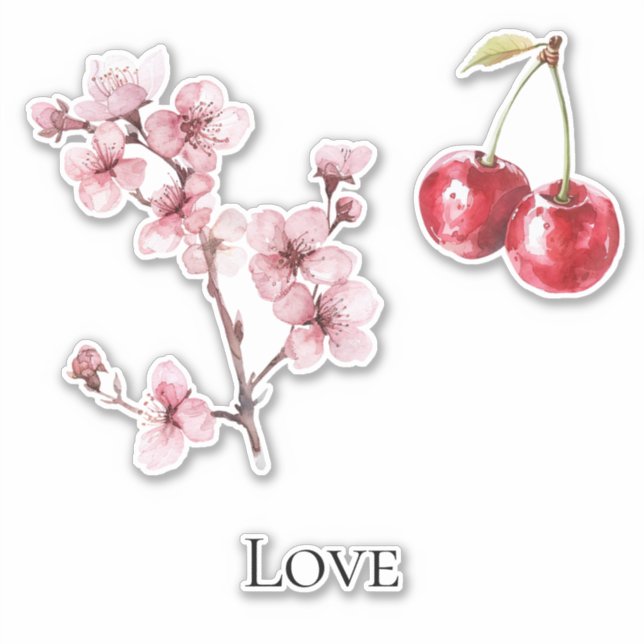 Sticker Cerisier Fleurs d'amour (Devant)