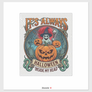 Sticker Cest Toujours Halloween Dans La Tête Citrouille Fa
