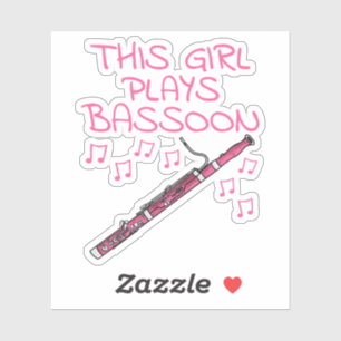 Sticker Cette Fille Joue Du Basson, Musicienne Femme De Ve