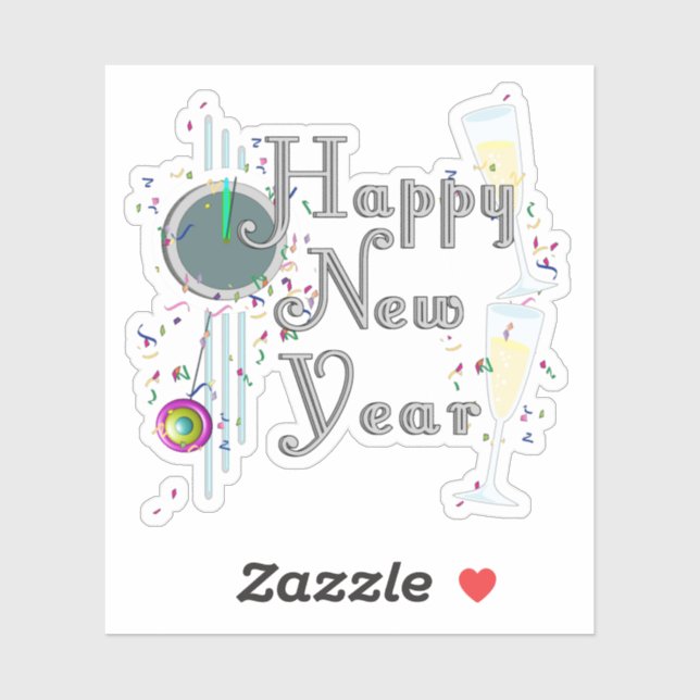 Sticker Champagne Toast New Years Eve (Feuille)