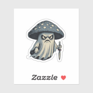 Sticker Champignon Tueur – Fantôme Effrayant avec Couteau