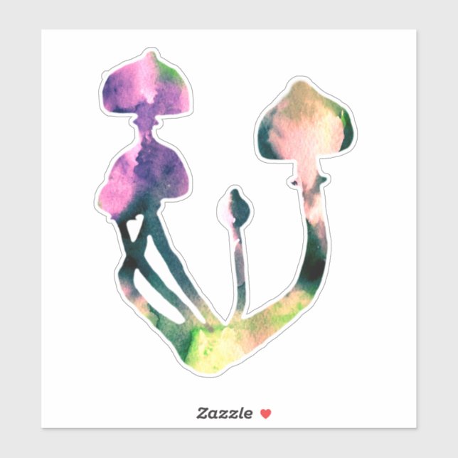 Sticker Champignons aquarelles (Feuille)