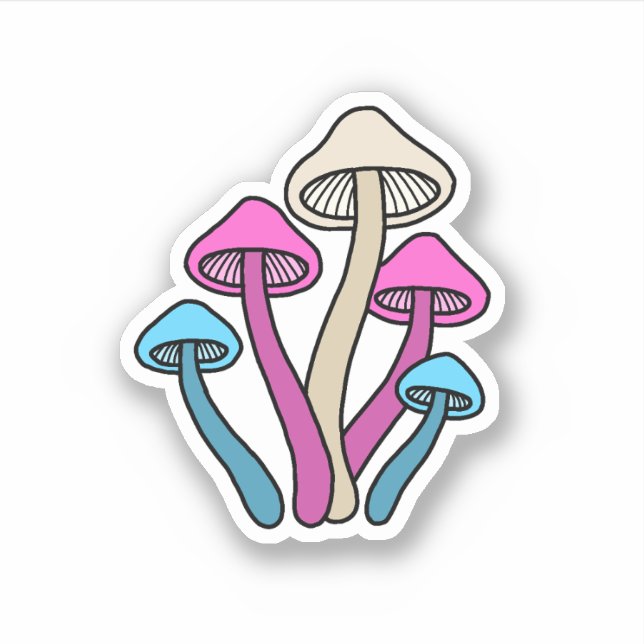 Sticker Champignons de couleur Drapeau Transgenre (Devant)