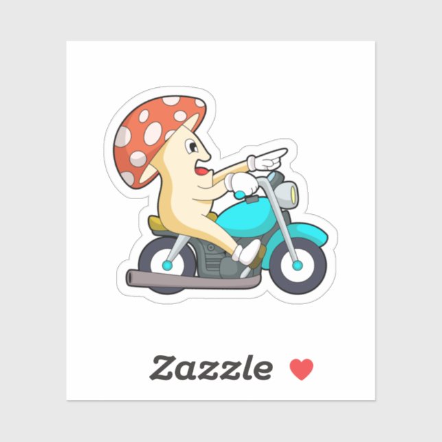 Sticker Champignons en moto avec moto (Feuille)