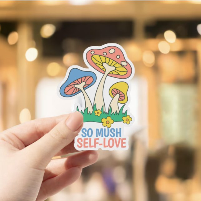 Sticker Champignons Mets Modernes Si Mush L'Amour Indépend (modern cute mushroom so mush self love sticker )