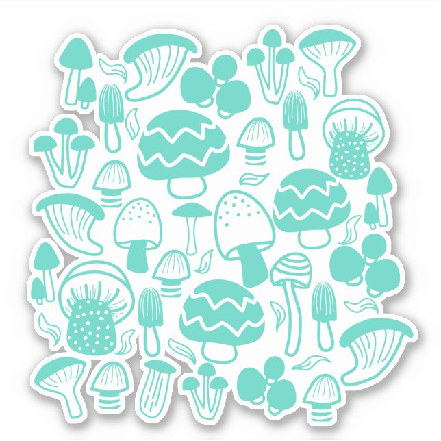 Sticker Champignons Turquoises (Devant)
