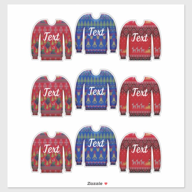 Sticker Chandail nordique mignon hiver laide pull rouge bl (Feuille)