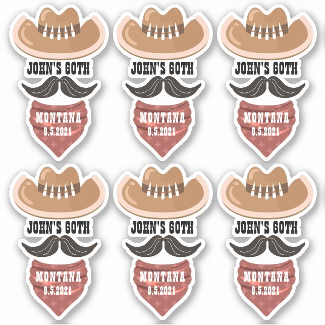 Sticker Chapeau de cowboy personnalisé Thème de fête weste (Devant)
