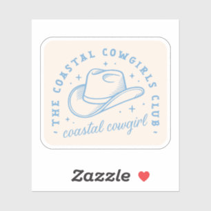 Sticker Chapeau de cowgirl côtière bleu plage esthétique