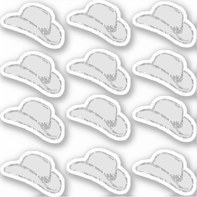 Sticker Chapeau de cowgirl pailleté argenté féminin Sticke (Devant)