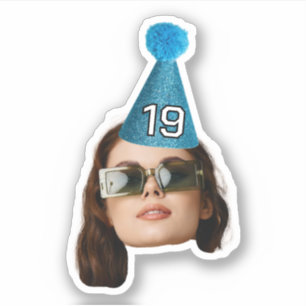 Sticker Chapeau de fête photo personnalisé pour anniversai