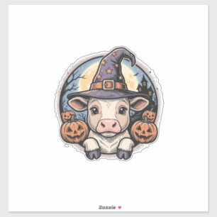 Sticker Chapeau de sorcière de veau de Halloween mignon Gr