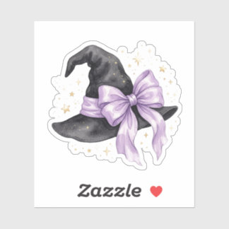 Sticker Chapeau de sorcière mignon avec grand nœud violet