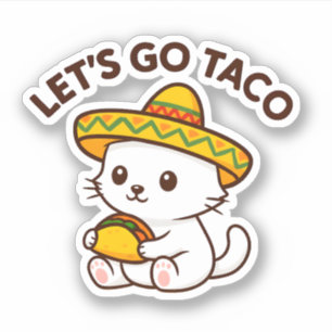 Sticker Chapeau Taco Chat Mignon Allons-y Taco Drôle