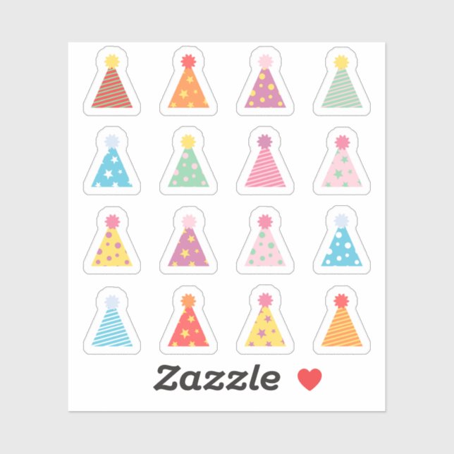 Sticker Chapeaux de fête d'anniversaire Rappel Bday Bujo P (Feuille)