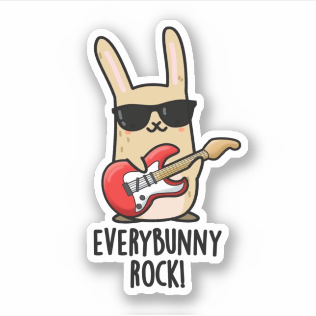 Sticker Chaque Lapin Rock Drôle Animal Rabbit Pun (Devant)
