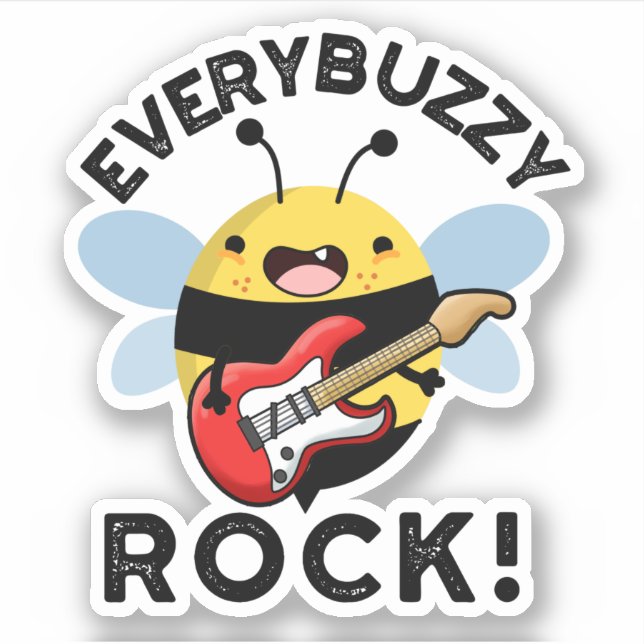 Sticker Chaque Rock Buzzy Funny Musique Bee Pun (Devant)