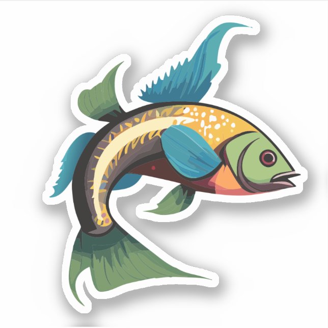 Sticker Characteur de caricature de poisson male Beta (Devant)