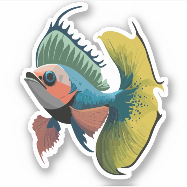Sticker Characteur de caricature de poisson male Beta (Devant)