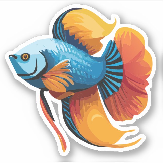 Sticker Characteur de caricature de poisson male Beta (Devant)
