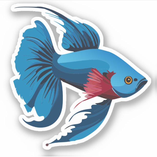 Sticker Characteur de caricature de poisson male Beta (Devant)