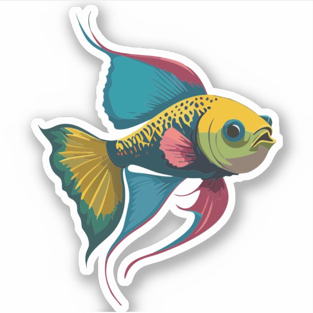 Sticker Characteur de caricature de poisson male Beta (Devant)