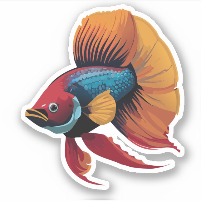 Sticker Characteur de caricature de poisson male Beta (Devant)
