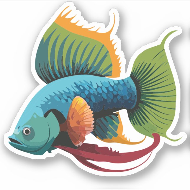 Sticker Characteur de caricature de poisson male Beta (Devant)