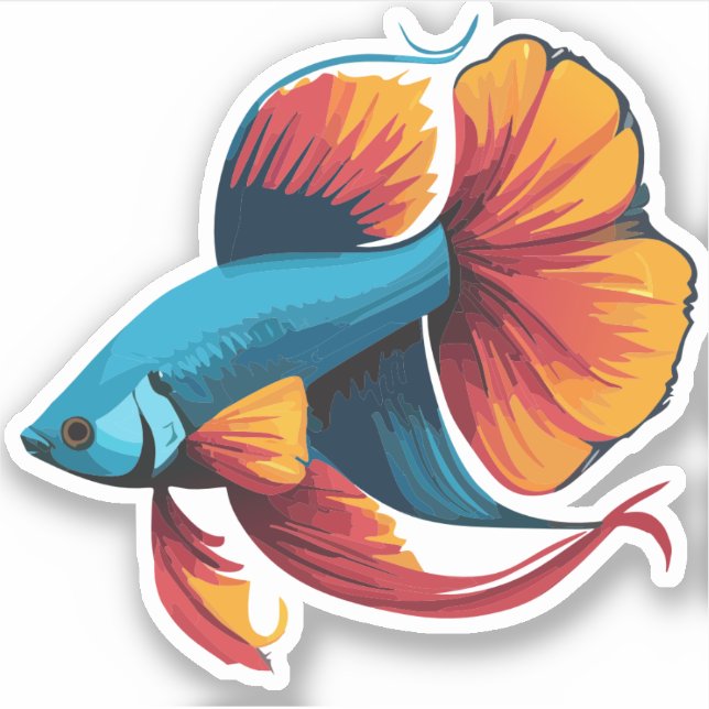 Sticker Characteur de caricature de poisson male Beta (Devant)