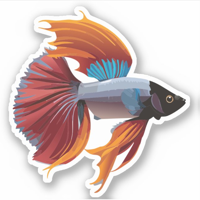 Sticker Characteur de caricature de poisson male Beta (Devant)