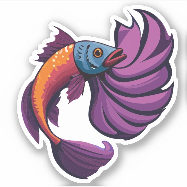 Sticker Characteur de caricature de poisson male Beta (Devant)