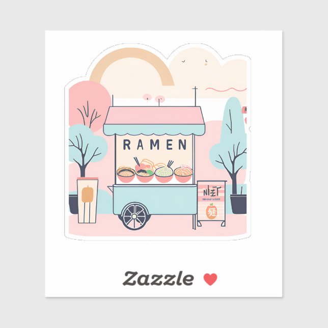 Sticker Chariot Ramen dans le parc (Feuille)