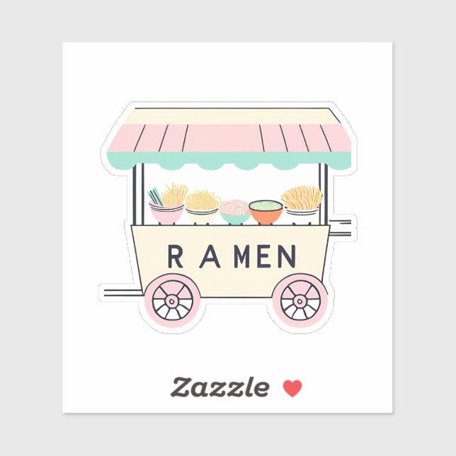 Sticker Chariot ramen pastel mignon (Feuille)