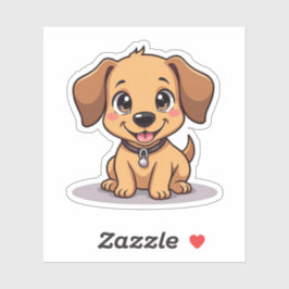 Sticker Charmant Kawaii Dachshund, Sourire rayonnant, Peti