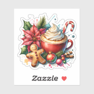 Sticker Charmante cacao chaud et pain d'épices Hommes Noël