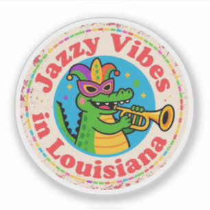 Sticker Charme de Bayou_Louisiane Mardi Gras Alligator Vin