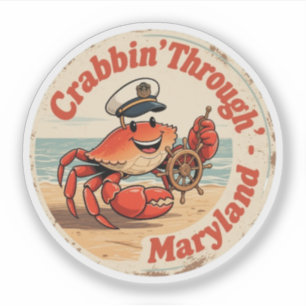 Sticker Charme de Chesapeake _ Capitaine du Crabe Vintage 