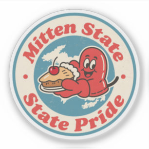 Sticker Charme des Grands Lacs_ Michigan Mitten Style Vint