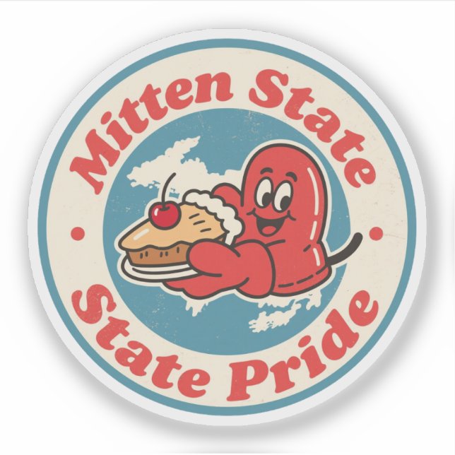 Sticker Charme des Grands Lacs_ Michigan Mitten Style Vint (Devant)
