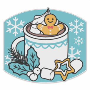 Sticker Charme d'hiver et cacao chaud - Appels de cacao d'