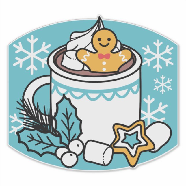 Sticker Charme d'hiver et cacao chaud - Appels de cacao d' (Devant)