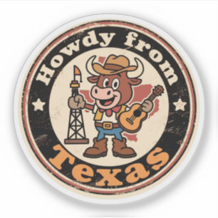 Sticker Charme occidental excentrique_Cowboy texan Longhor